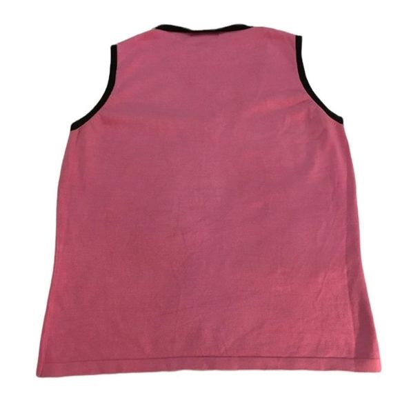 Bentley A. Pink And Black Asymmetrical Neckline Sleeveless Sweater Top - Picture 2 of 3